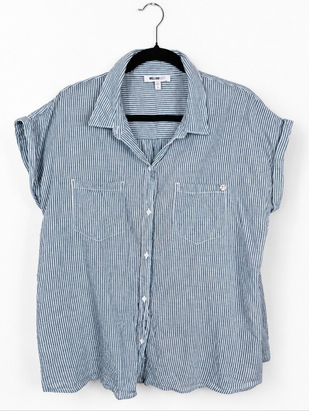 WILLIAM RAST Striped Tie Back Button Shirt XL Coastal Boho Oversized Beachy